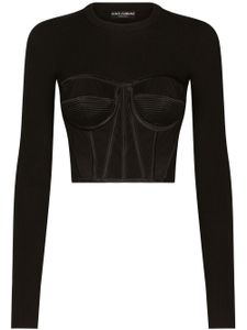 Dolce & Gabbana pull bustier en maille nervurée - Noir