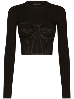 Dolce & Gabbana pull bustier en maille nervurée - Noir