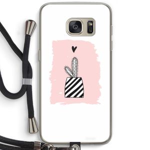Zwart-wit cactus: Samsung Galaxy S7 Transparant Hoesje met koord
