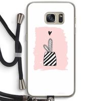 Zwart-wit cactus: Samsung Galaxy S7 Transparant Hoesje met koord Zwart-wit cactus: Samsung Galaxy S7 Transparant Hoesje met koord