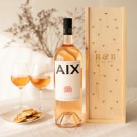Wijn in gegraveerde kist - AIX rosé (Magnum)