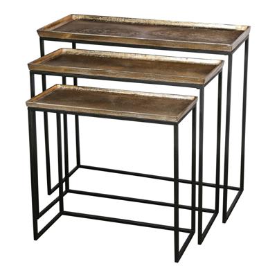 Daan Goud Aluminium Zwart IJzeren Bijzettafel S/3