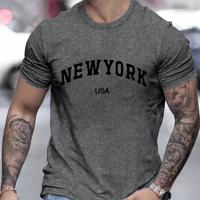 Bon&Bon Men's Letter Print T-Shirt - Grey Round Neck Summer Casual Tee Grey / XXXL