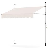 Klemmmarkies Balkonmarkies Zonder Boren met Handbediening Hoogteverstelbaar & UV-bestendig 200 cm Wit