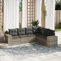 6-delige Loungeset met kussens poly rattan lichtgrijs