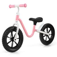 30CM Loopfiets Traploze Trainingsfiets met in Hoogte Verstelbaar Stuur en Zadel Peuterfiets met Frame van Carbonstaal Roze