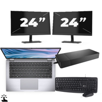 Dell Latitude 7410 - Intel Core i5-10e Generatie - 14 inch - Touch - 16GB RAM - 256GB SSD - Windows 11 Home + 2x 24 inch Monitor