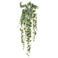 Louis Maes kunstplant met blaadjes hangplant Klimop/hedera - groen/wit - 105 cm - thumbnail