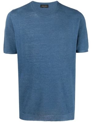Roberto Collina t-shirt cintré à encolure ras du cou - Bleu