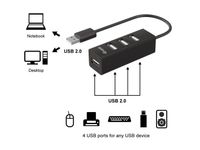 Equip 128955 interface hub USB 2.0 480 Mbit/s Zwart - thumbnail