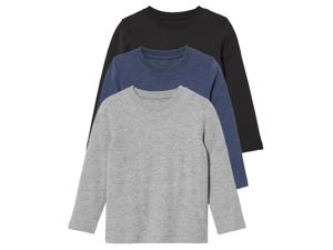 lupilu 3 peutershirts met lange mouwen (122/128, Zwart/blauw/grijs)