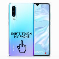 Huawei P30 Silicone-hoesje Finger Don't Touch My Phone - thumbnail