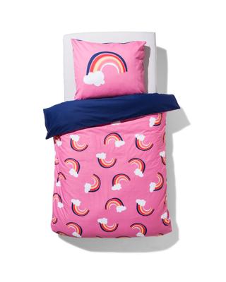 HEMA Kinderdekbedovertrek 140x200cm zacht katoen regenbogen (roze)