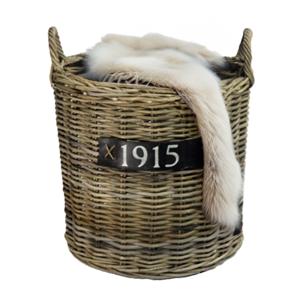 Opbergmand - op wieltjes - bruin - rond - D50 x H50 cm - rotan - gevlochten riet - mand
