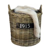 Opbergmand - op wieltjes - bruin - rond - D50 x H50 cm - rotan - gevlochten riet - mand