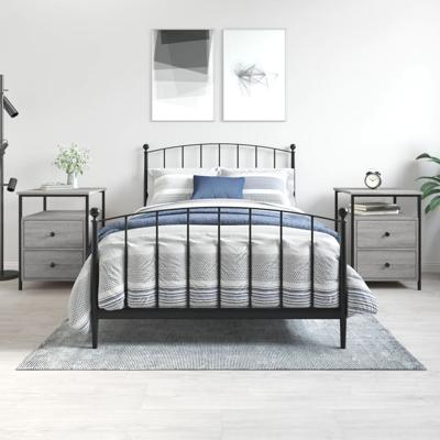 Nachtkastjes 2 st 44x45x60 cm bewerkt hout grijs sonoma eiken