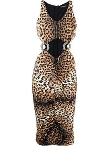 Roberto Cavalli robe mi-longue à imprimé léopard - Tons neutres