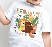 Kinder t-shirt Schattige wilde dieren met bladeren