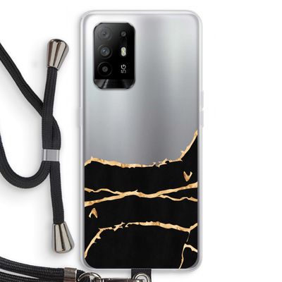 Gouden marmer: Oppo A94 5G Transparant Hoesje met koord