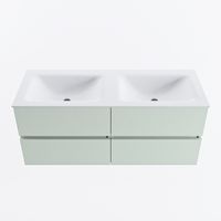 MONDIAZ VICA 120cm badmeubel onderkast Greey 4 lades. Wastafel CLOUD dubbel 2 kraangaten, kleur Talc.