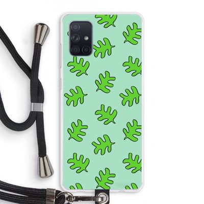Groene blaadjes: Samsung Galaxy A71 Transparant Hoesje met koord