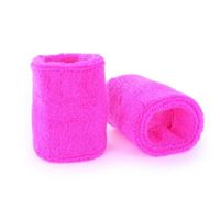 Pols zweetbandjes neon roze - voor volwassenen - 2x stuks   - - thumbnail