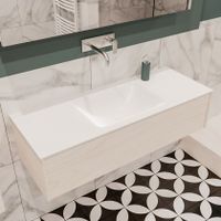 Mondiaz Lush Cloud badmeubel underlayment 120 cm 1 lade solid surface enkele spoelbak midden zonder kraangat