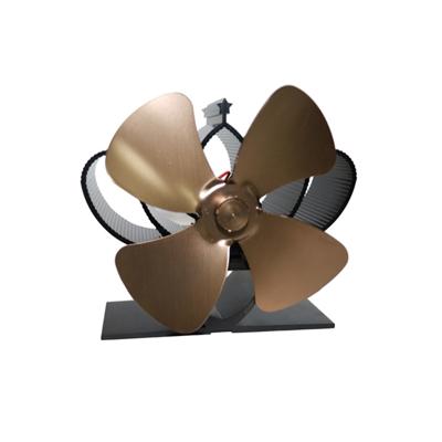 YL201 4-Blade hoge temperatuur metalen warmte aangedreven open haard kachel ventilator (brons)