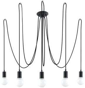 Sollux Hanglamp Edison 5 lichts E27 zwart