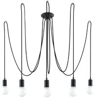 Sollux Hanglamp Edison 5 lichts E27 zwart - thumbnail