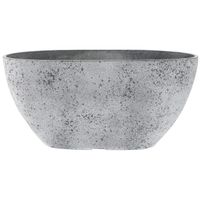 Bloempot/plantenpot balkonbak van gerecycled kunststof beton grijs D36 x 16 en H16 cm