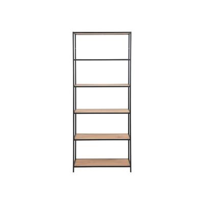 Leen Bakker - Boekenkast Jaxx - Eikenkleur - 185x77x35 Cm - Metaal/MDF - Bruin#Zwart