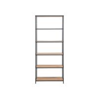 Leen Bakker - Boekenkast Jaxx - Eikenkleur - 185x77x35 Cm - Metaal/MDF - Bruin#Zwart