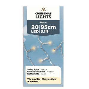 Kerstverlichting - 20 LED lampjes - warm wit - 95 cm - lichtsnoer