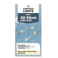 Kerstverlichting - 20 LED lampjes - warm wit - 95 cm - lichtsnoer - thumbnail