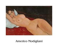 Kunstdruk Amedeo Modigliani Liegender Frauenakt auf weißem Kissen 50x40cm