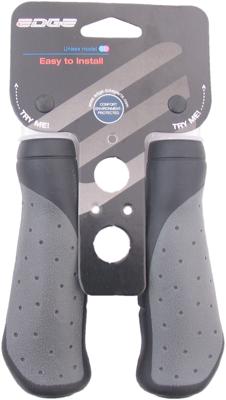 Edge ergo city fiets handvatten - 135mm - zwart-grijs