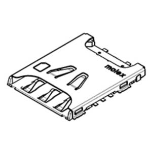 Molex 104224-0820 SIM-kaartsleuf Totaal aantal polen: 6 Rastermaat: 2.54 mm Inhoud: 1 stuk(s) Tape on Mini reel