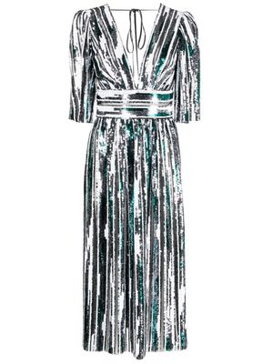 V:PM ATELIER robe brodée de sequins à empiècements - Blanc