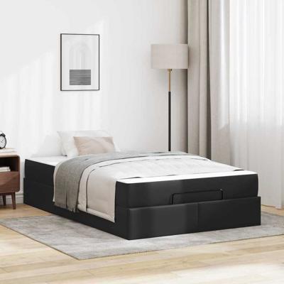 Bedframe met matras met matras Zwart 120 x 190 cm Kunstleer