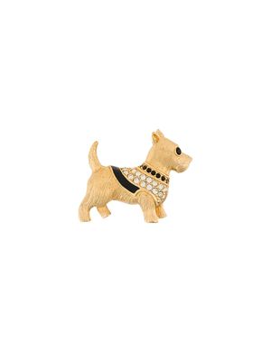 Susan Caplan Vintage swarovski dog brooch - Or