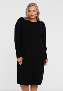 Yoek Jurk met pofmouw | Zwart | Maat 58/60