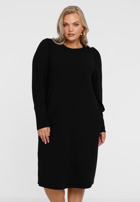 Yoek Jurk met pofmouw | Zwart | Maat 38/40
