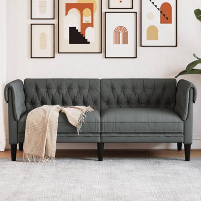 Tweezitsbank Chesterfield-stijl stof donkergrijs
