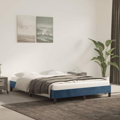 Bedframe zonder matras 140x190 cm fluweel donkerblauw