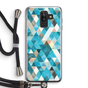 Gekleurde driehoekjes blauw: Samsung Galaxy J8 (2018) Transparant Hoesje met koord