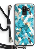 Gekleurde driehoekjes blauw: Samsung Galaxy J8 (2018) Transparant Hoesje met koord