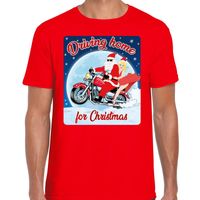 Fout kerst shirt voor motorliefhebbers driving home rood heren - thumbnail