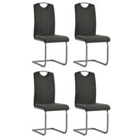 Eetkamerstoelen 4 st kunstleer grijs Eetkamerstoelen 4 st kunstleer grijs