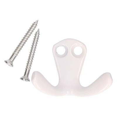 Kapstokhaken / jashaken - wit - metaal - 2 x 3 cm - Kapstokhaakjes - garderobe haakjes